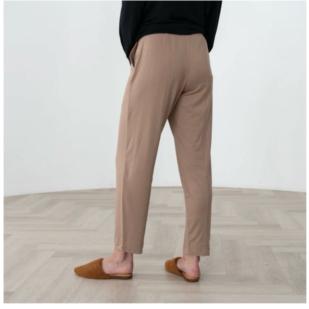 Tan Chinos with Relaxed Fit and Cropped Length